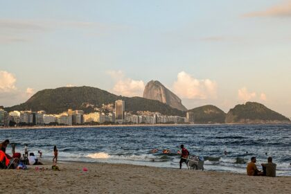 The beach of Copacabana with views of Sugarloaf Mountain in the distance - things to do in Rio de Janeiro
