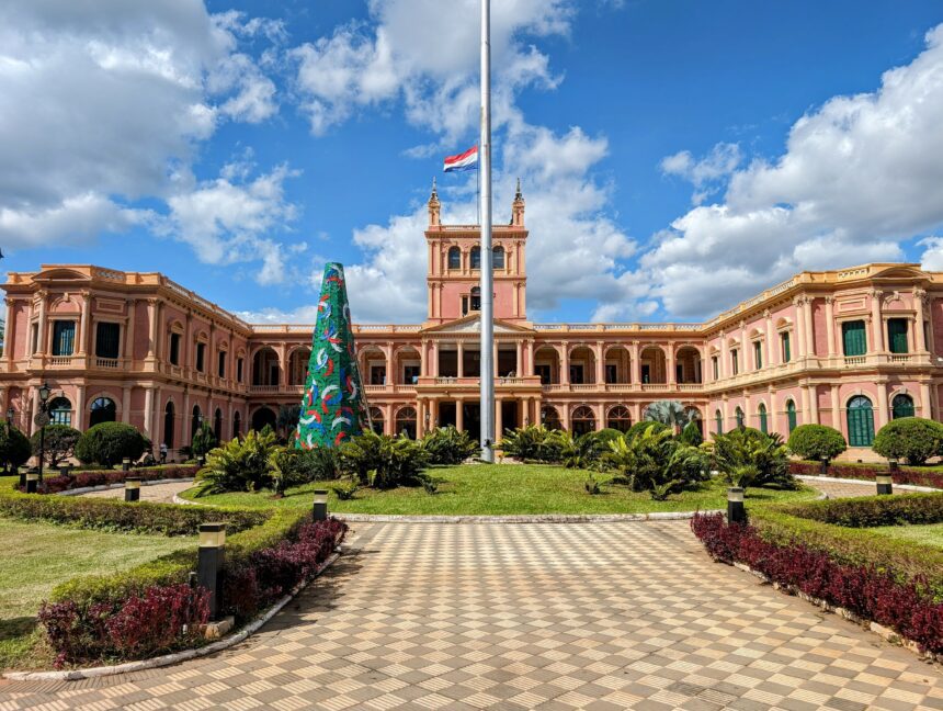 A large presidential palace, visited as part of the Asuncion itinerary in Paraguay