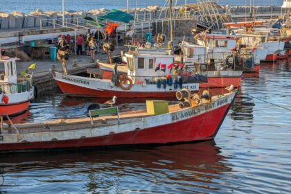 Red wooden fishing boats in a dock - Buenos Aires to Montevideo to Punta del Este