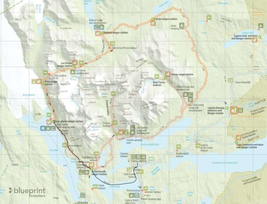 Torres del Paine W Trek Map - Day 5
