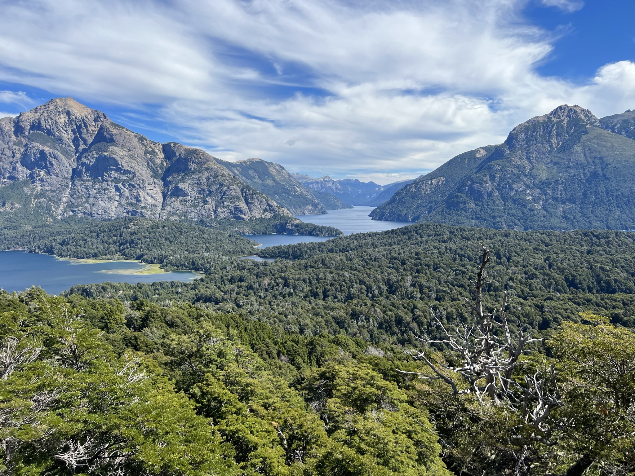 A view of a valley with a lake surrounded by forests - what to do in Bariloche