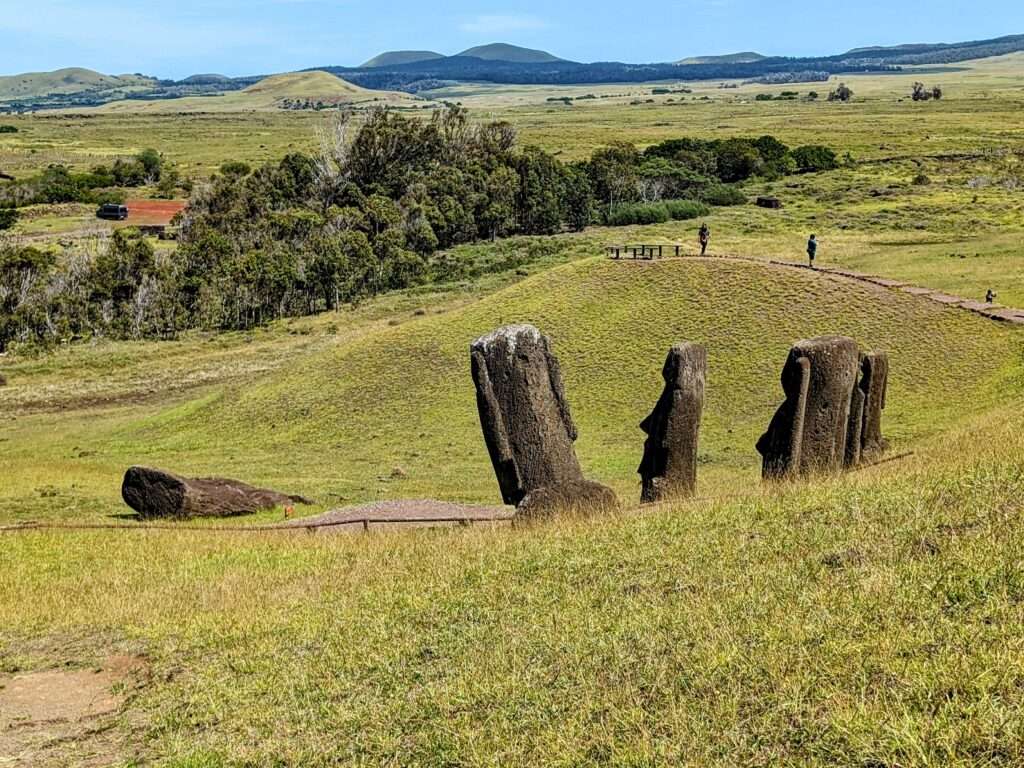 enormous head statues on a hill - Easter Island itinerary