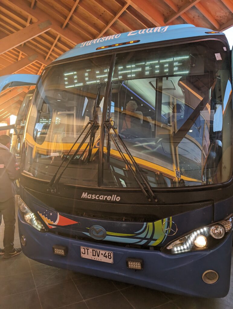 A bus used to cross the border between Argentina and Chile in Patagonia