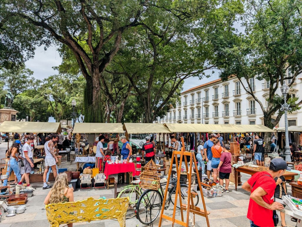 A market in the center of Rio de Janeiro where you may need travel insurance