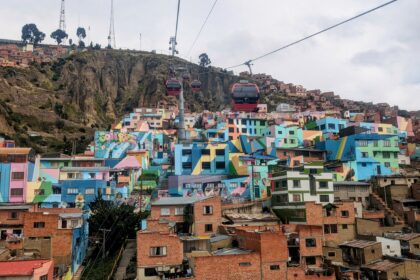 The telefericos of La Paz, floating over the unique architecture of the city and one of the best things to do in La Paz, Bolivia