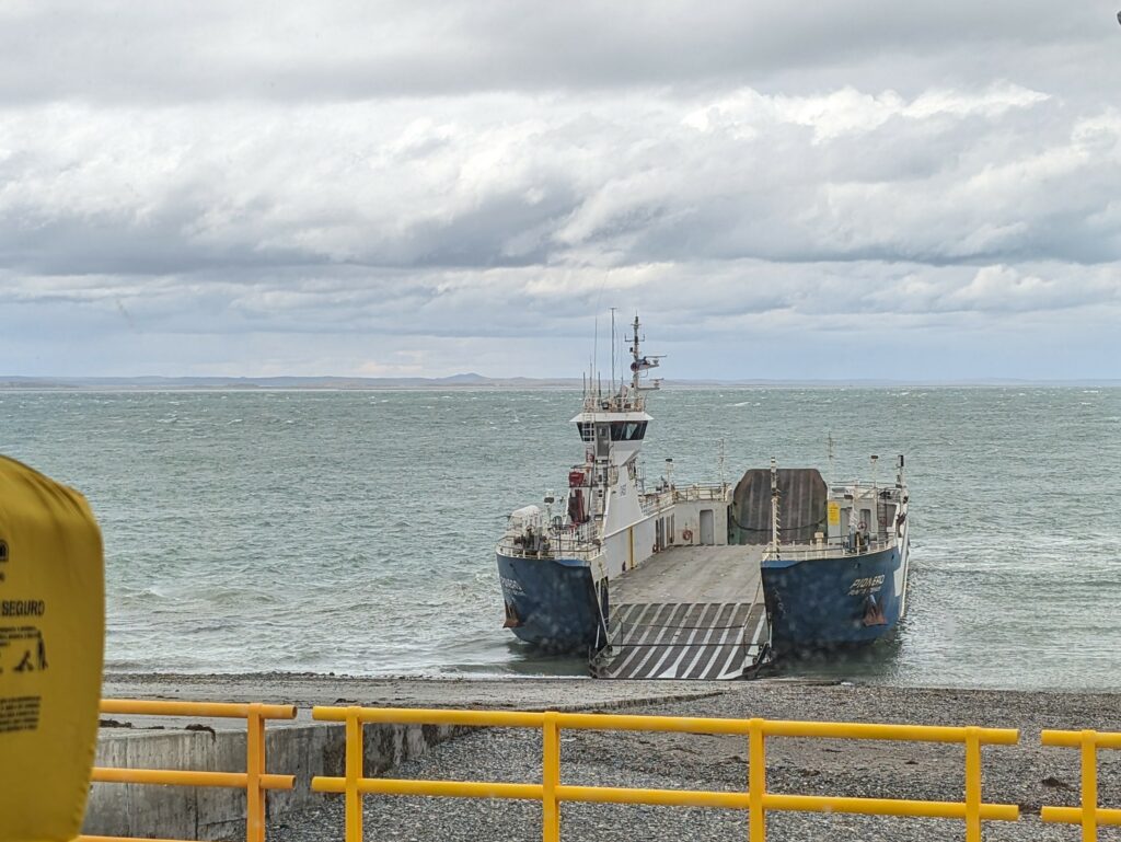 A ferry used to cross the border between Chile and Argentina in Patagonia