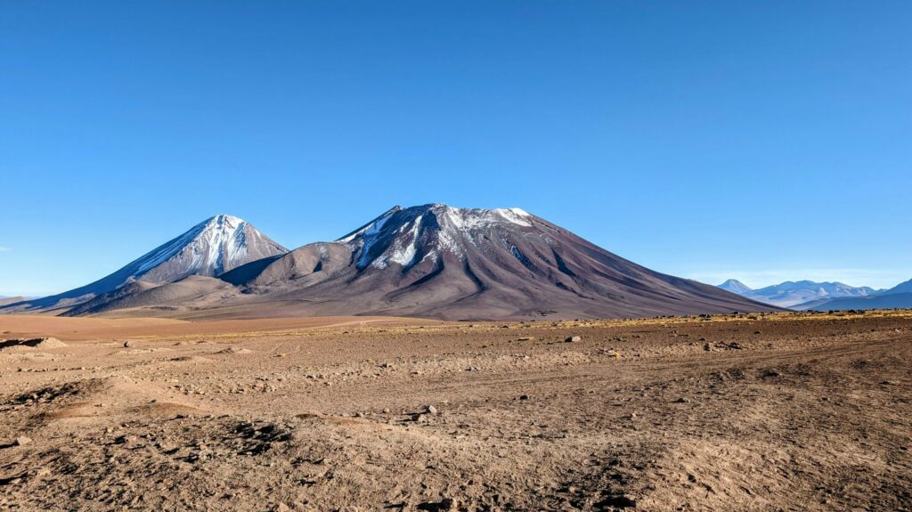 Two volcanoes located outside of San Pedro de Atacama