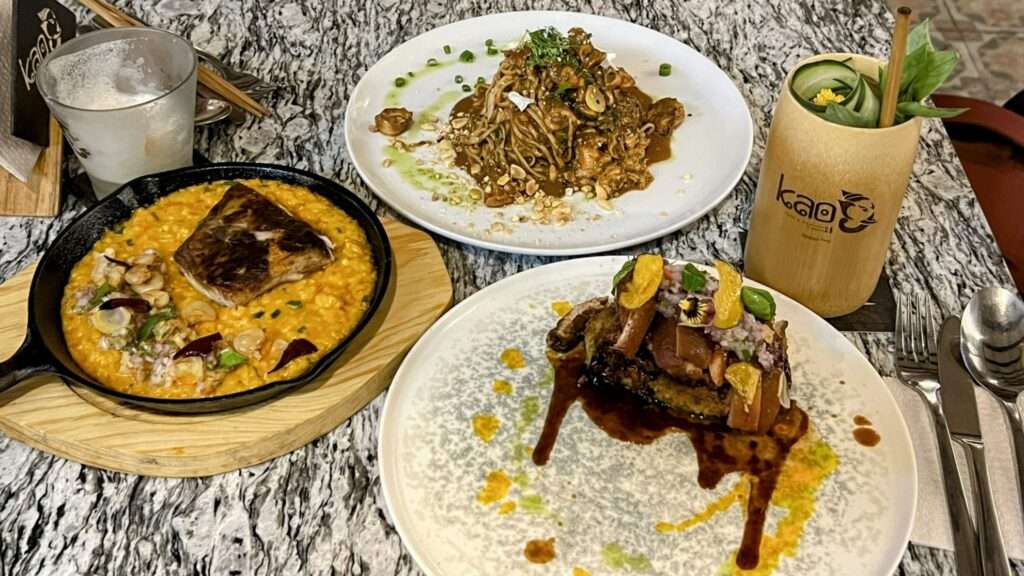 A few dishes of Thai fusion at a restaurant in Arequipa