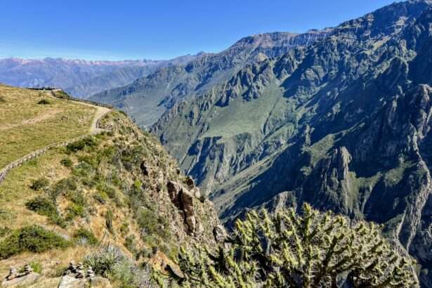 The view into the Colca Canyon when traveling from Arequipa to Colca Canyon, Peru