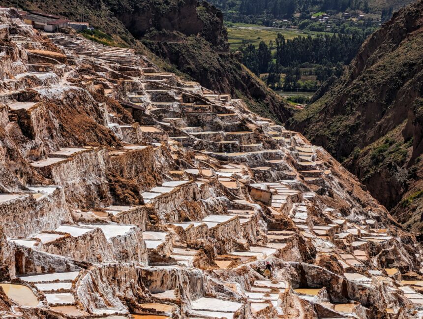 The Salineras de Maras, incredible salt mines that can be visited on the Sacred Valley tour and one of the things to do in Cusco