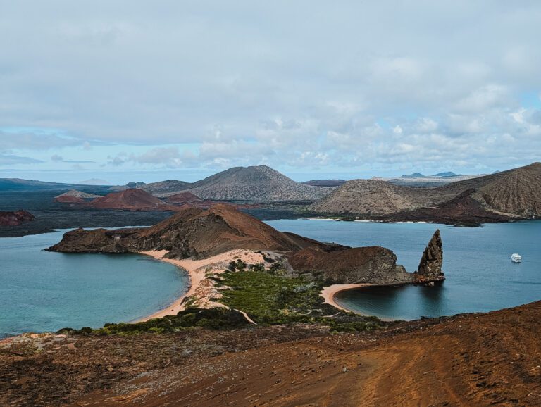 A view of the Galapagos archipelago from the Isla Bartolome viewpoint, showing that there is no best time of year to visit Galapagos Islands