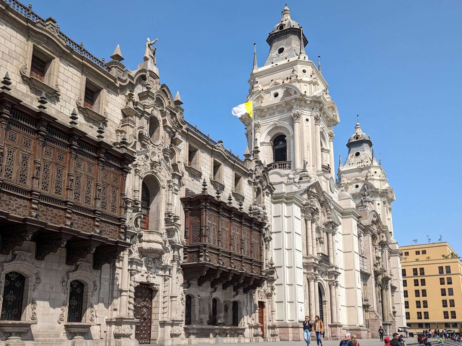 The Archbishop's palace and cathedral in the historic center for your Lima itinerary