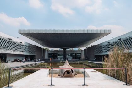 The central plaza and architecture of the Museo Nacional de Antropologia as one of the top things to do in Mexico City