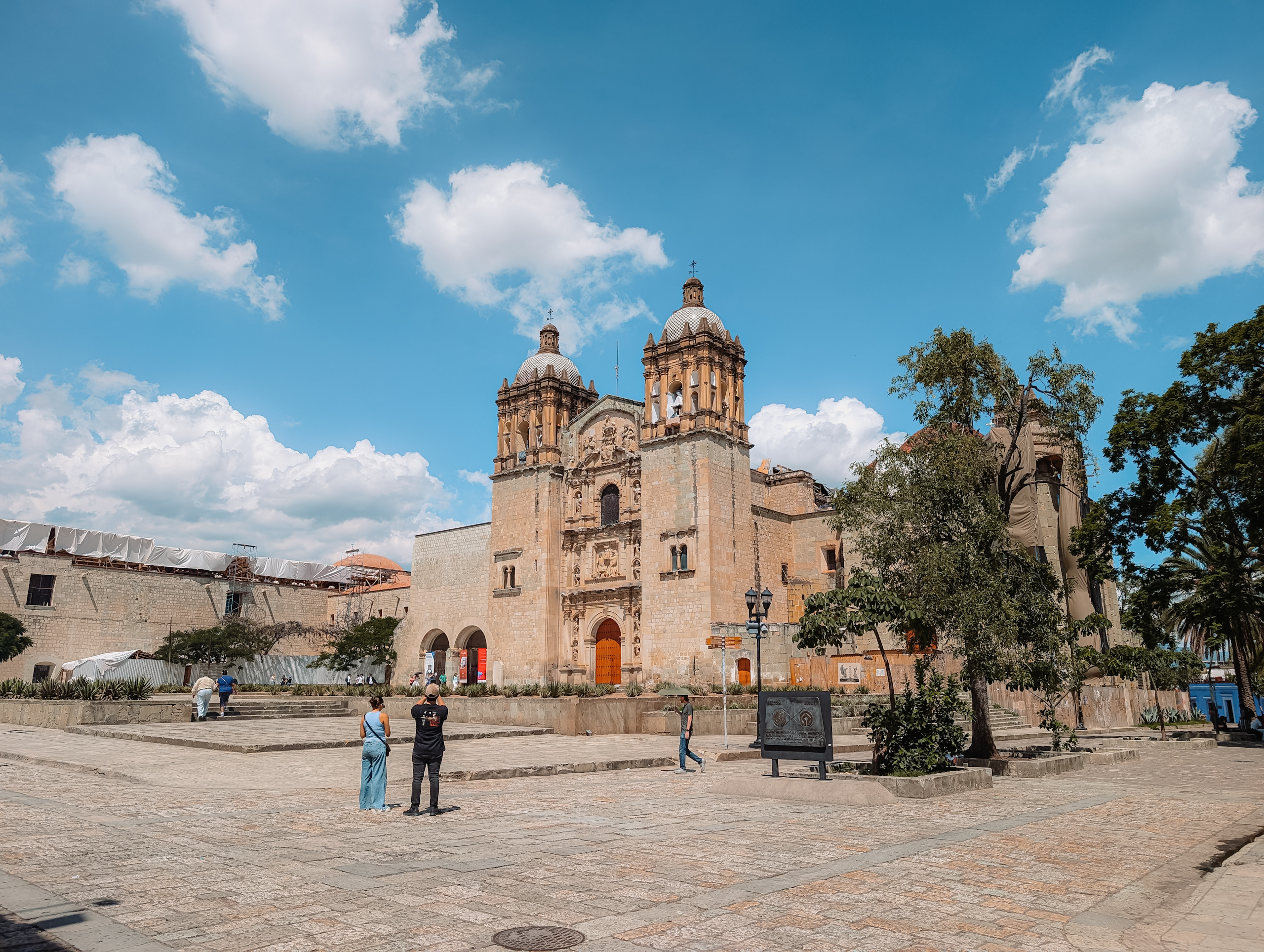 The Catedral de Nuestra Señora de la Asunción with a large plaza in front of it and one of the top things to do in Oaxaca