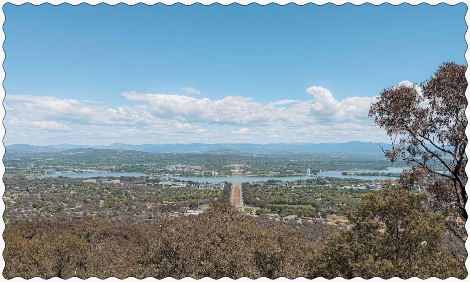 A view of the greater Canberra city from an overlook when visiting Canberra