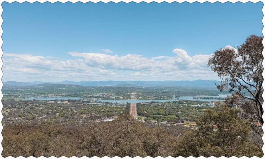 A view of the greater Canberra city from an overlook when visiting Canberra