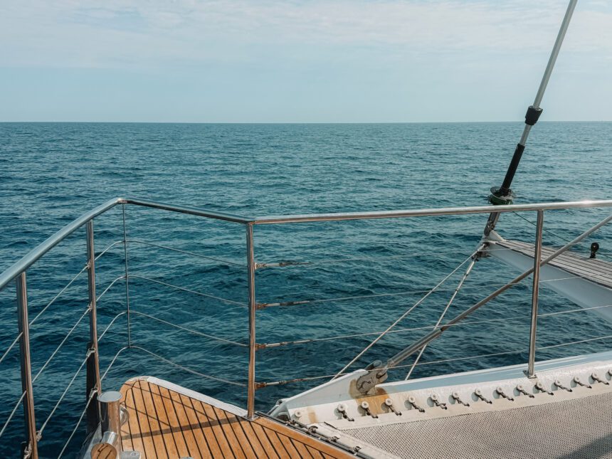 View from the catamaran on the ocean - great barrier reef day trip from Cairns