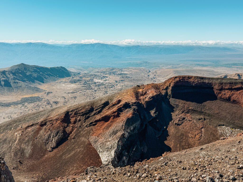 Looking down a volcanic mountain near Taupo