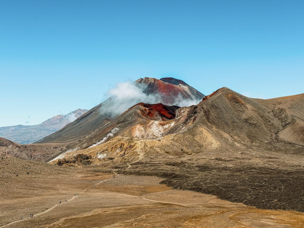 A red and brown volcanic mountain near Taupo