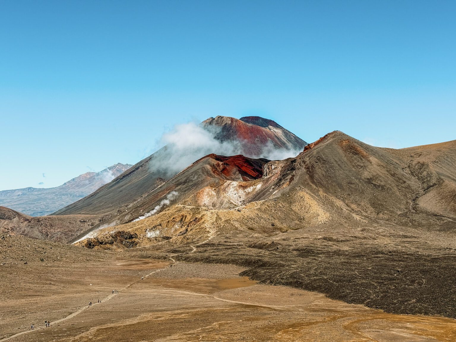 A red and brown volcanic mountain near Taupo