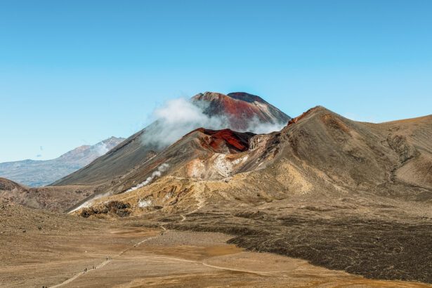 A red and brown volcanic mountain near Taupo
