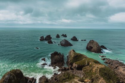 Rocks jutting out of the ocean in the Catlins