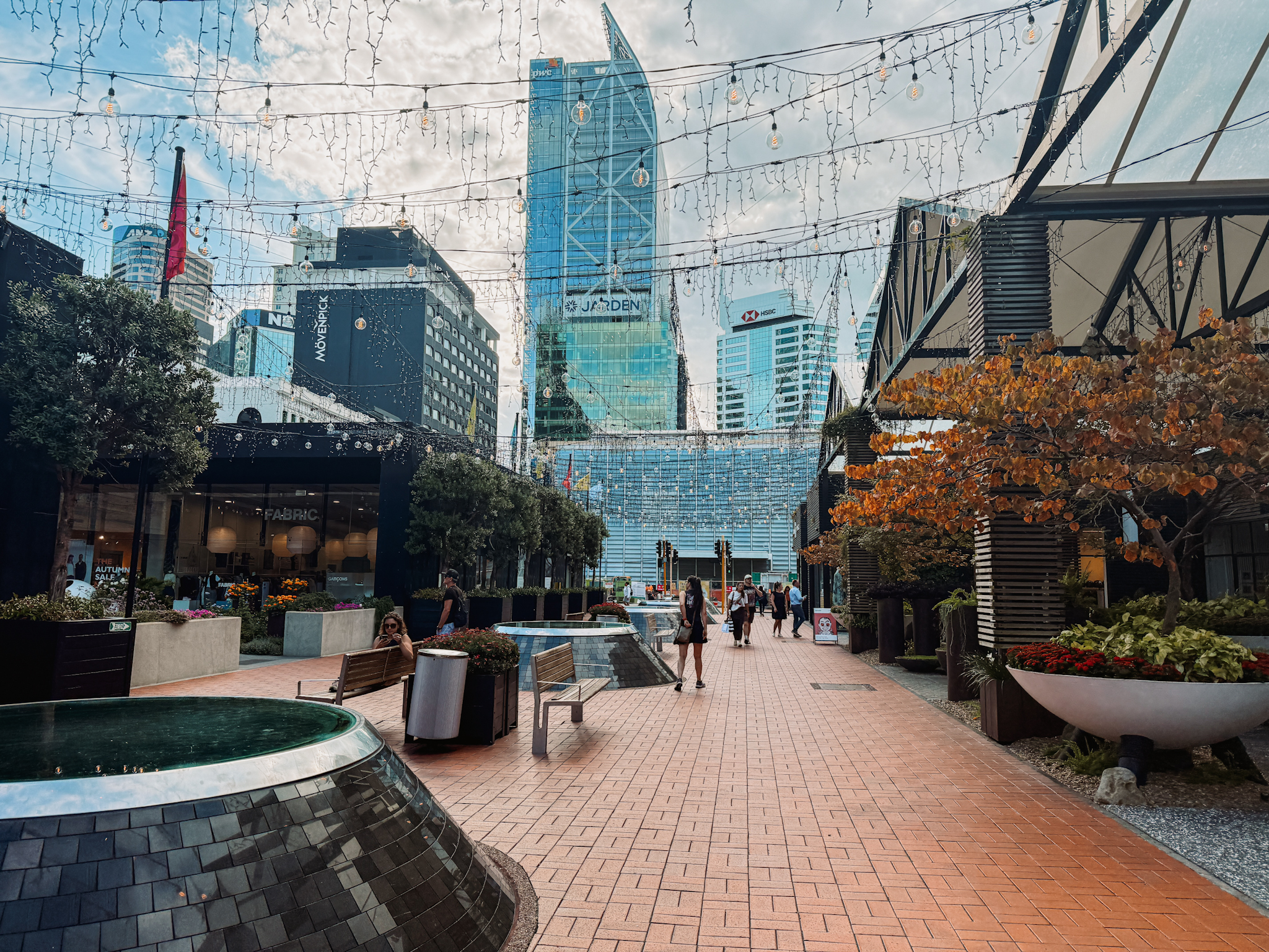 A center city square with tall buildings around it as part of an Auckland itinerary for a weekend in Auckland