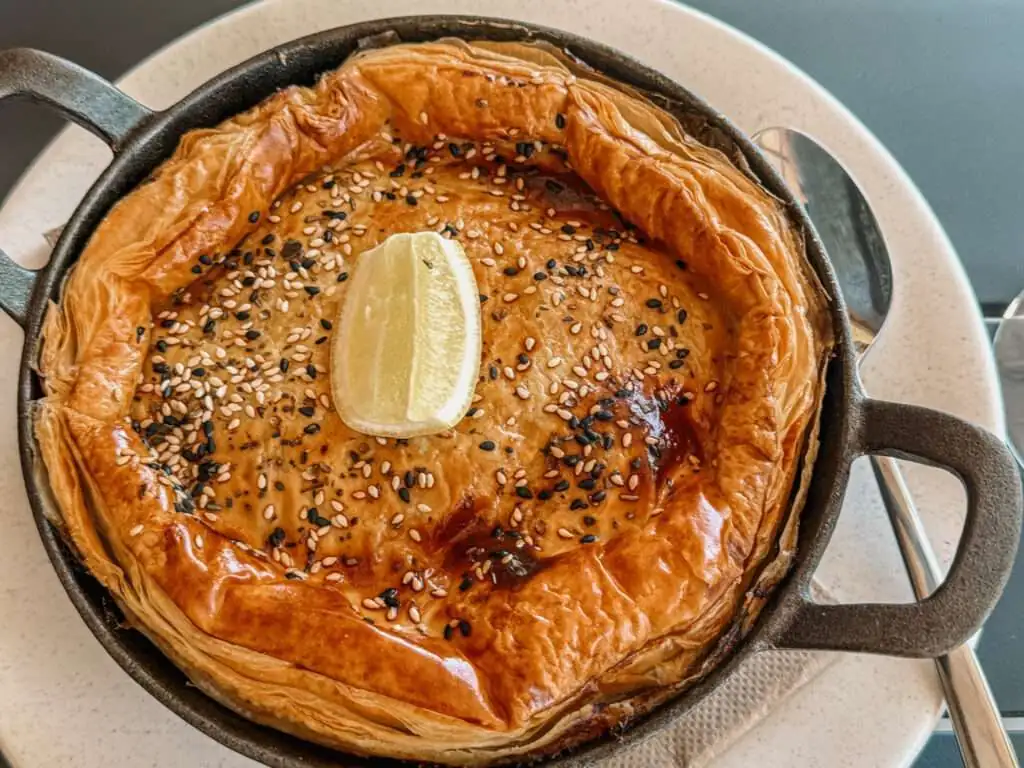 A large pie at a restaurant in one of the wine regions in New Zealand