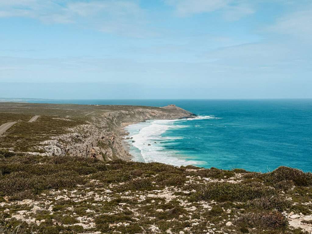 A cliff-lined coast with shrubbery - how to get to kangaroo island