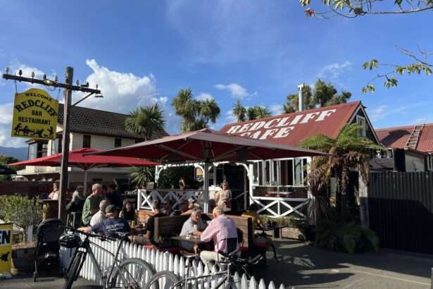 The exterior of a restaurant in a sunny New Zealand - best New Zealand restaurants