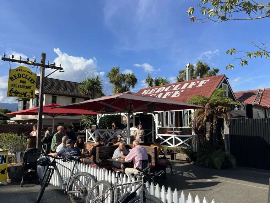 The exterior of a restaurant in a sunny New Zealand - best New Zealand restaurants