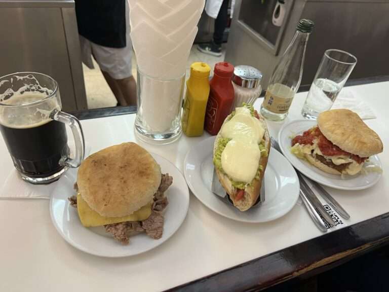 Three sandwiches on the counter of a diner - Chile food