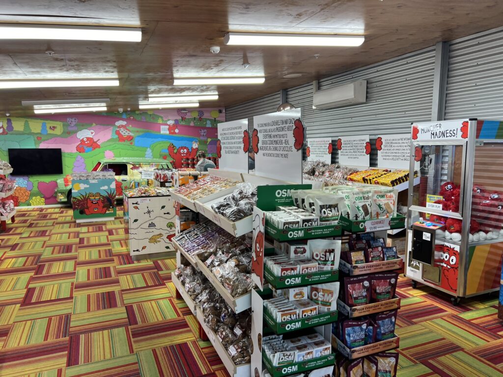 The interior of a cookie store to show some of new zealand food and drinks