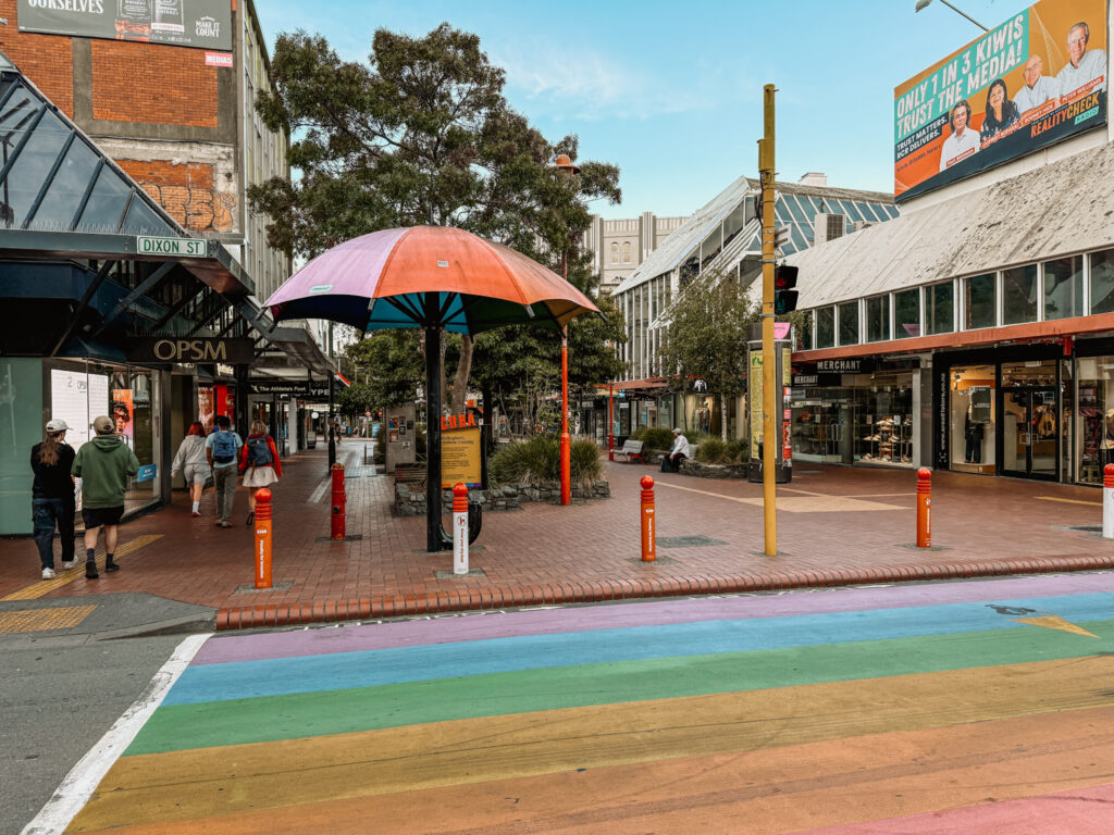 A crosswalk in a city and a good example of where you may consider is New Zealand safe when it comes to personal safety
