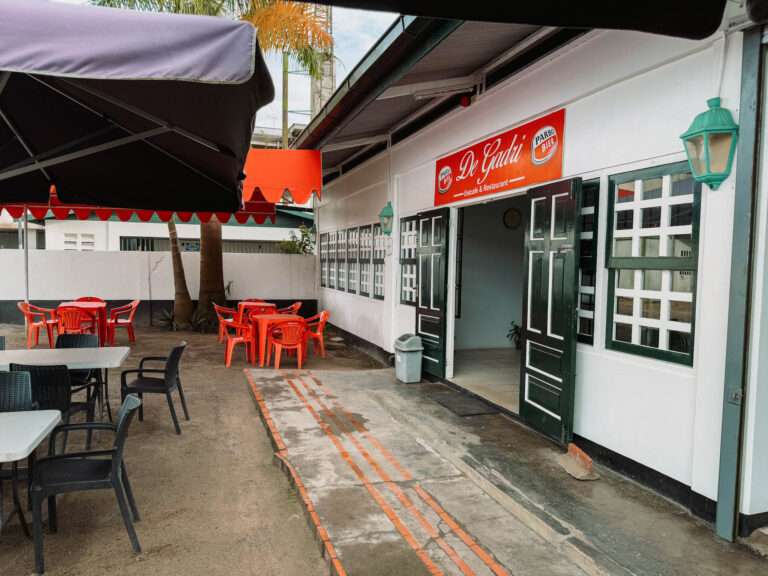 The exterior of a restaurant in Paramaribo Suriname - Suriname food