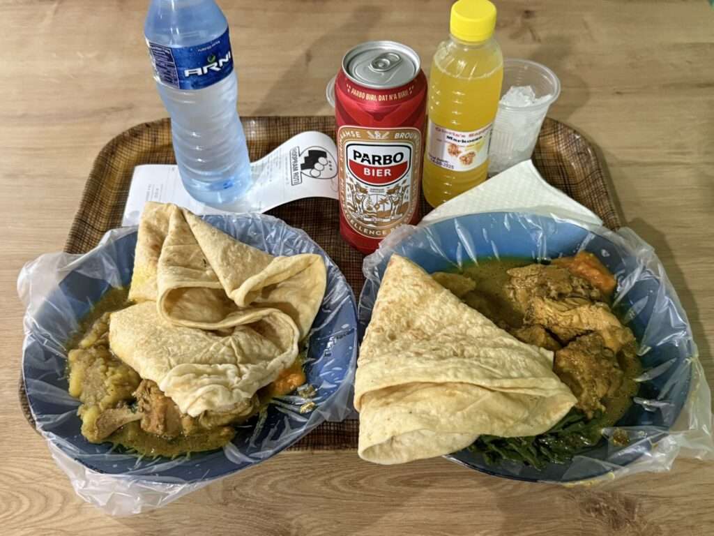 The roti kip, influenced by the Indian immigrants of Suriname