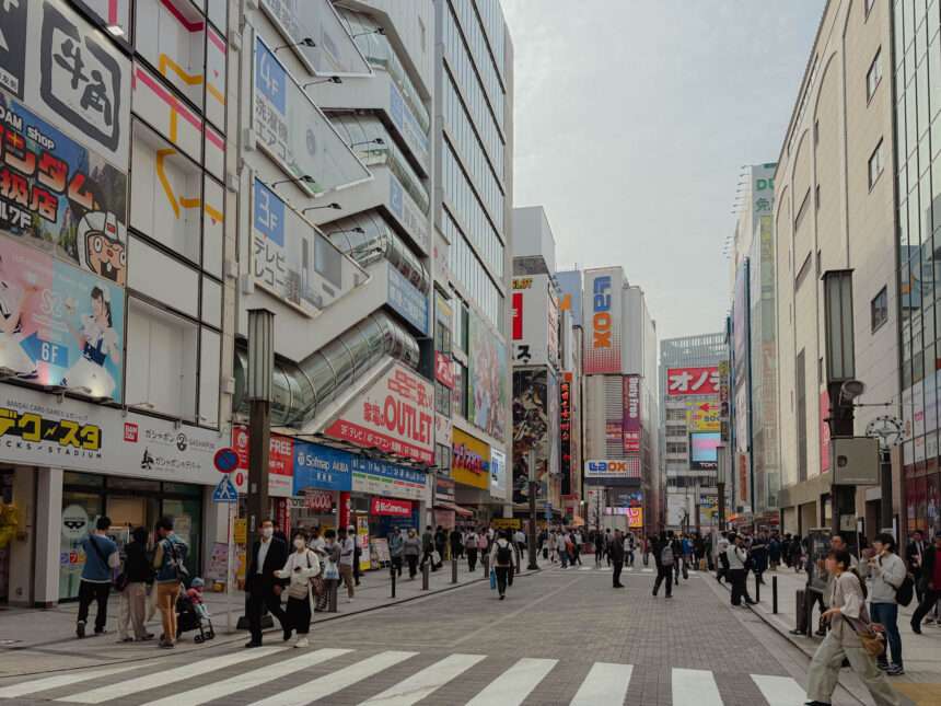 The streets of the Akihabara neighborhood in Tokyo for the 5 day Tokyo itinerary