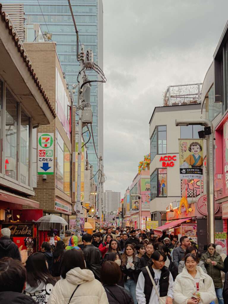 Crowds walking down the Takeshita Street in the Harajuku Area in Tokyo