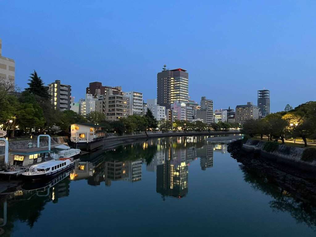 The river flowing through the city of Hiroshima, Japan