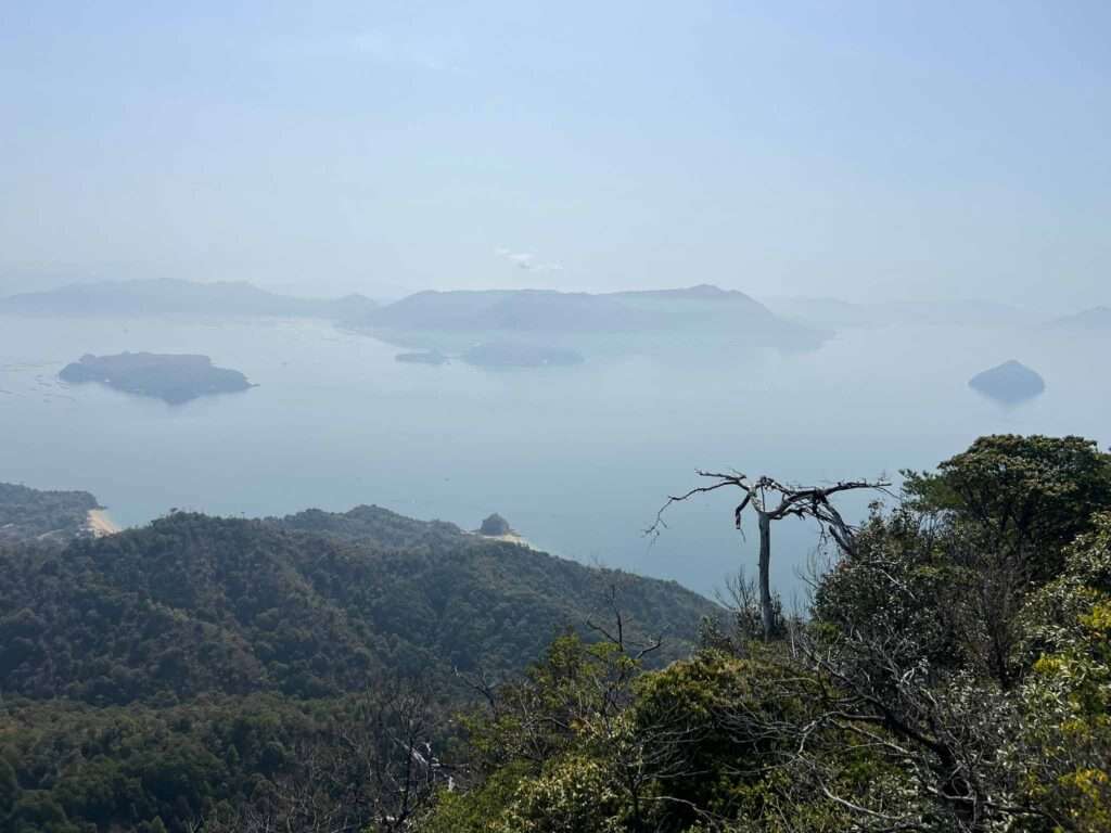 The bay around Hiroshima and Miyajima as seen from the Shishiiwa Observatory