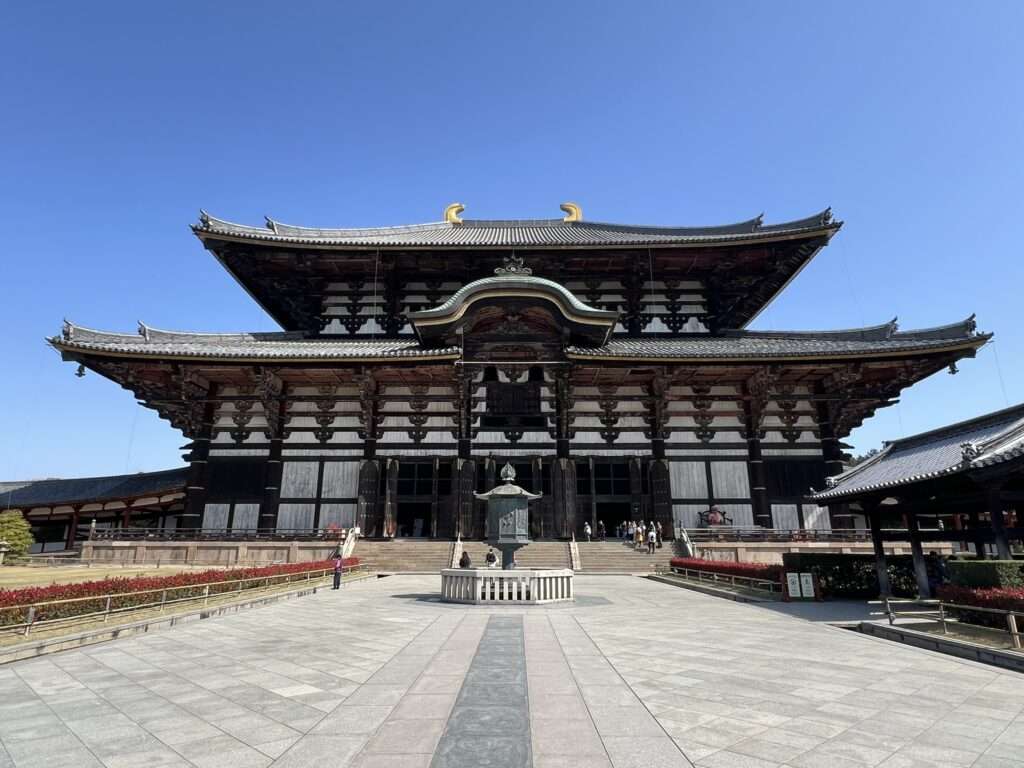 A large temple located in Nara, Japan with no people in the foreground