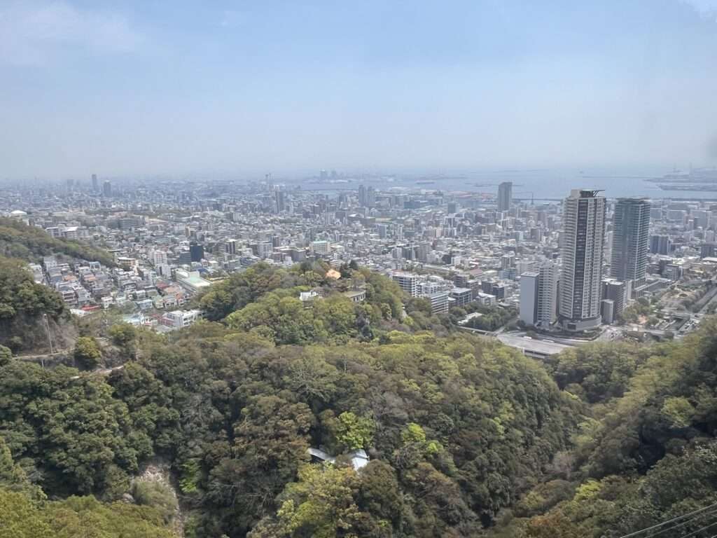 Overlooking the town of Kobe from the top of the Kobe Nunobiki Herb Gardens & Ropeway