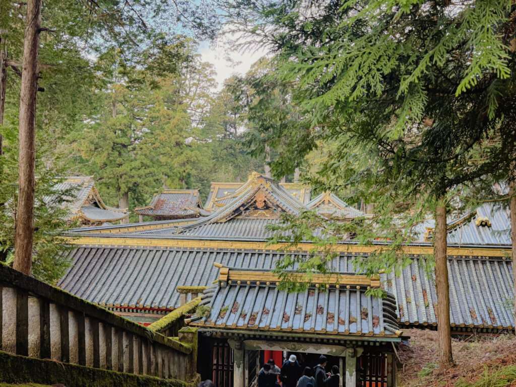 Overlooking the roofs of the various structures of the Toshogu Shrine in Nikko