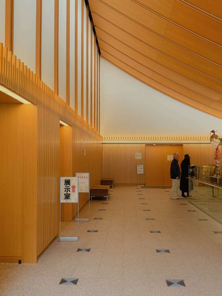 The interior of a modern wood museum in Nikko