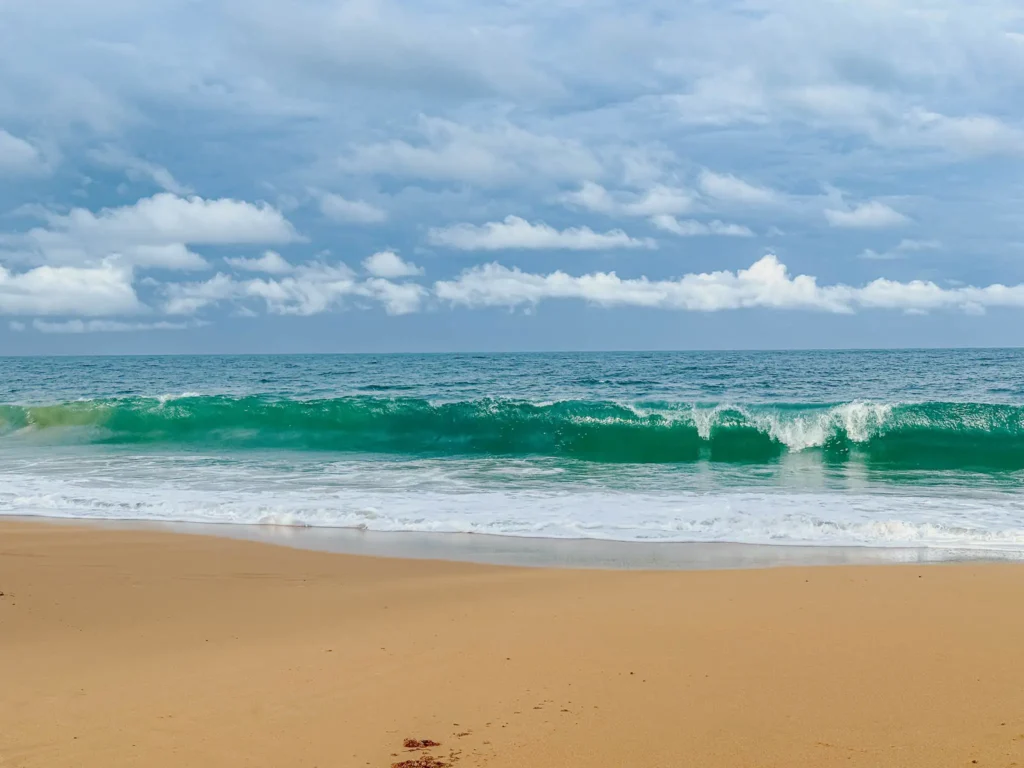 Turquoise wave breaking on an empty beach in Bocas del Toro