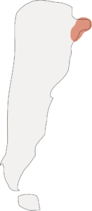 Outline map of Argentina with the Iguazu Falls region highlighted
