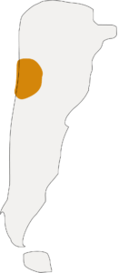 Outline map of Argentina with the Mendoza region highlighted