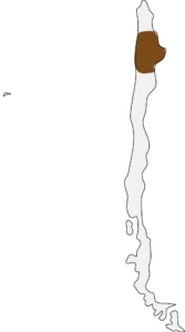 Outline map of Chile with the Atacama Desert region highlighted