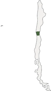 Outline map of Chile with the Santiago region highlighted