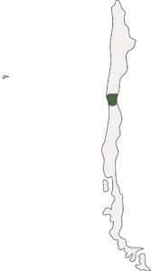 Outline map of Chile with the Santiago region highlighted